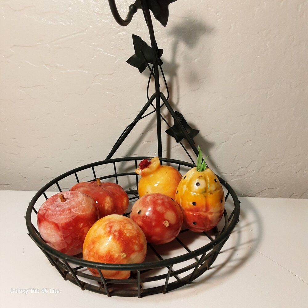 Alabaster Stone Fruit with wooden stems   ~ Vintage~